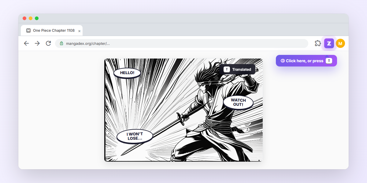 Translate manga in your browser